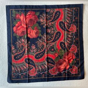 Italian-made scarf, rich colors roses and paisley